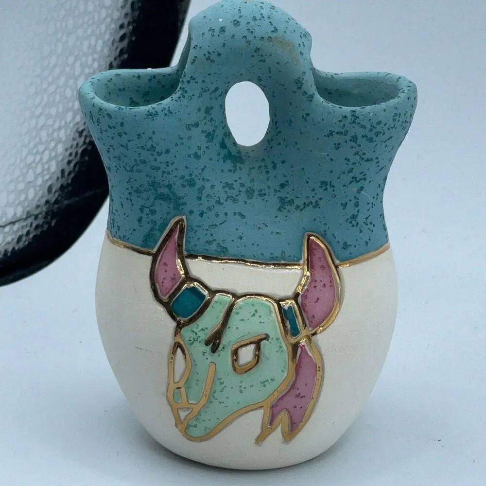 Native American style ceramic wedding vase with a southwest theme.
